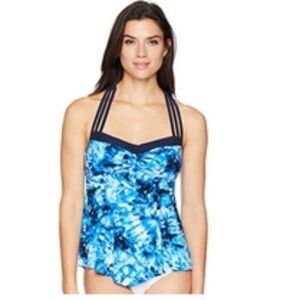 Coastal Blue Womens Large Multicolor Tankini Top